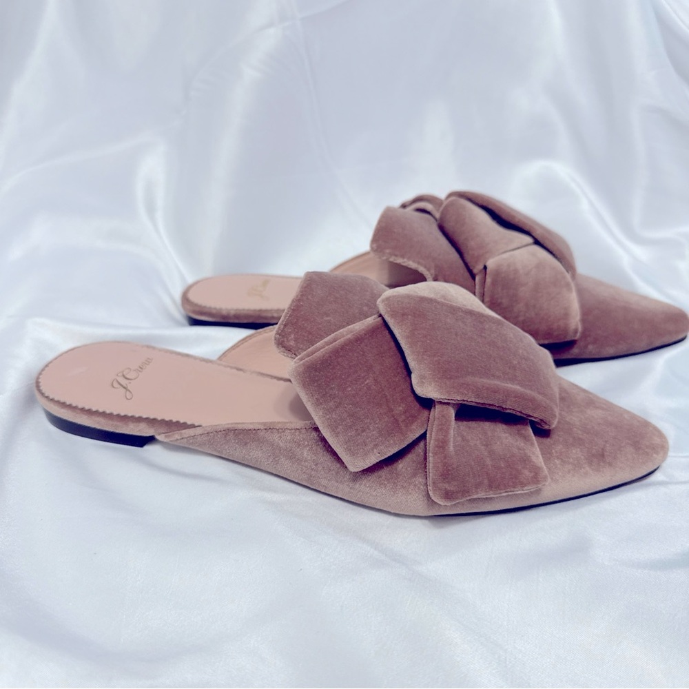 J. Crew Pointed Toe Slides in Velvet Bow